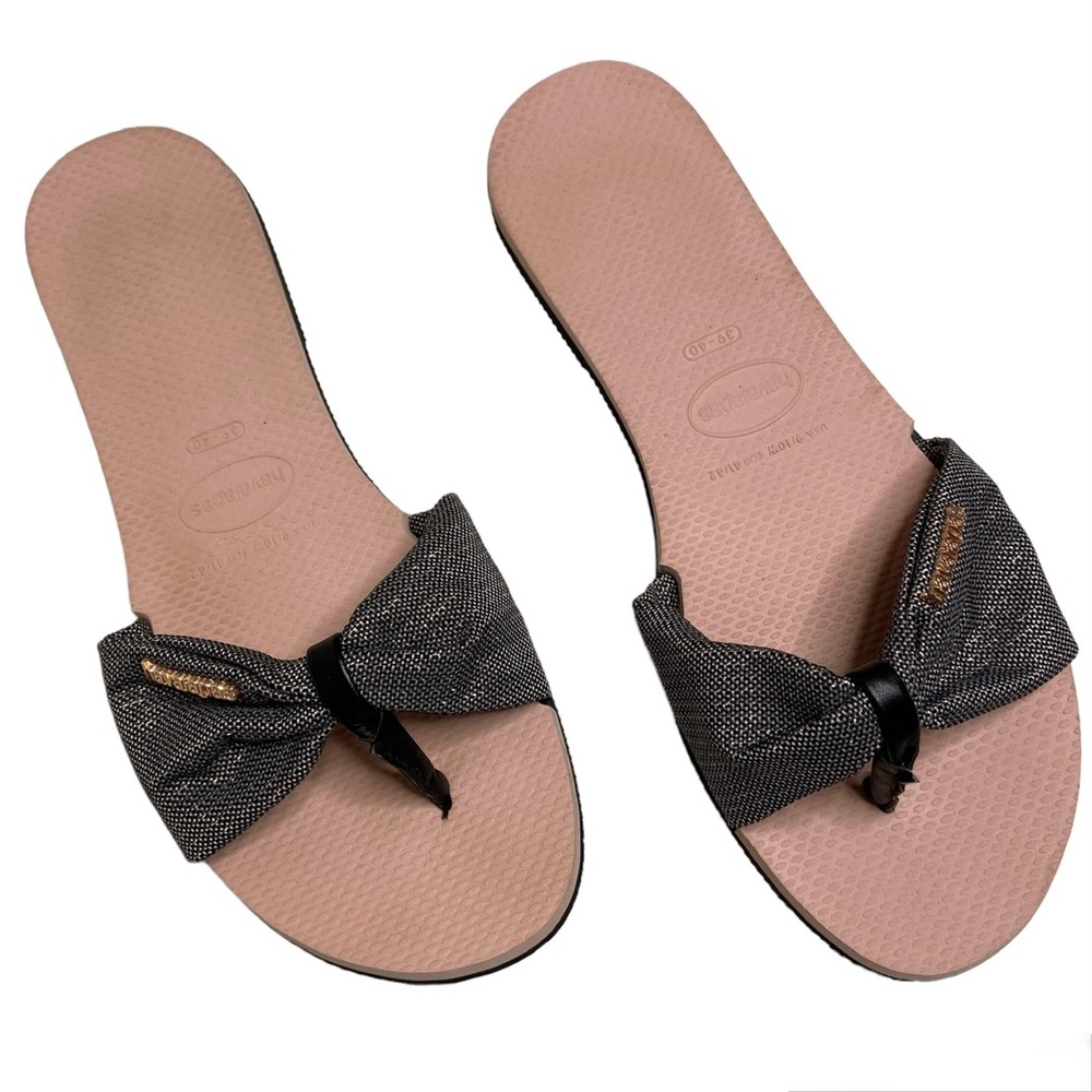 HAVAIANAS St. Tropez Shine Sandals Black Ballet Rose - Picture 14 of 15